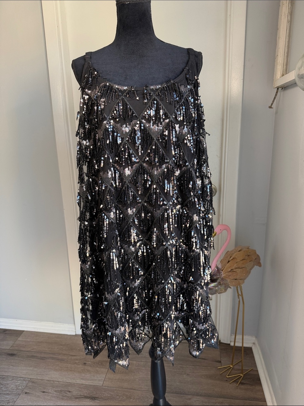 Torrid Black Sequin Fringe A-Line Skirt
